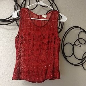 100% pure silk red beaded blouse